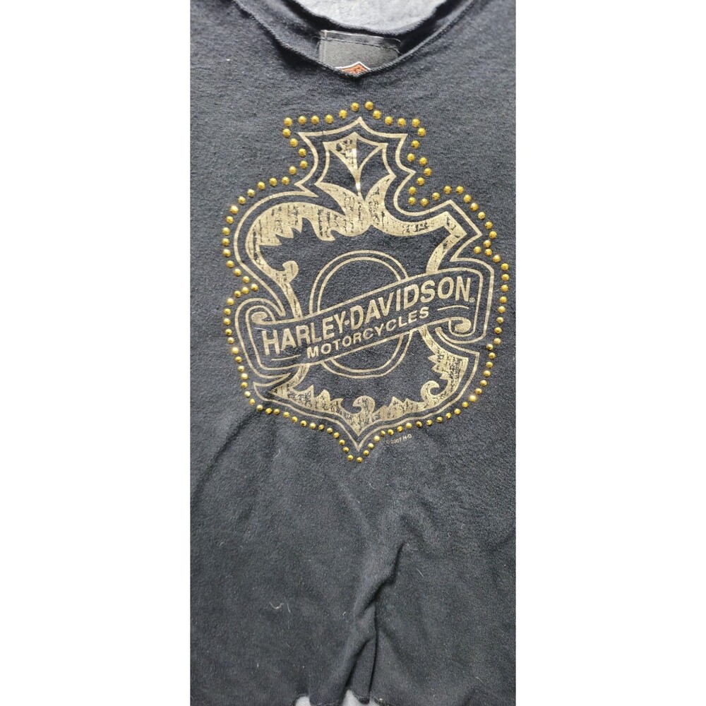 Harley-Davidson Sleeveless Tee • Sauk Prairie WI • Gold Studs • Women’s M •Black - Picture 2 of 7